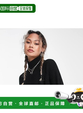 潮奢 Noisy May 女士 Noisy 五月高领针织迷你套头连衣裙(黑色)