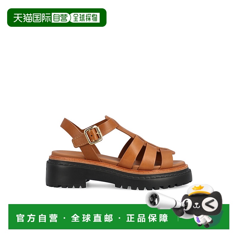 1h可退 潮奢 Prada 普拉达 女士 皮质棕色凉鞋 1X923N7V6F0R1R