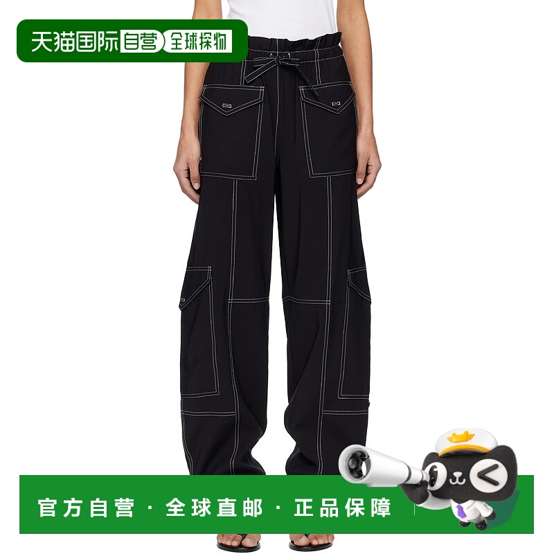 1h可退 潮奢 GANNI 甘尼 女士 黑色 Light Slub Pocket 长裤 F880