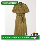 潮奢 Burberry 巴宝莉 1h可退 女士 层叠感束带缎面斜纹布中长连