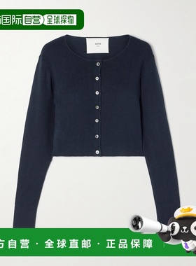 潮奢 Arch4 女士 Naples 短款真丝羊绒混纺针织开衫 KNCD25121NAV