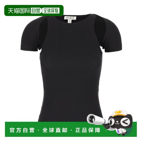 ALAIA 女士T恤 AA9I0028J085D995 AW2026 黑色 圆【付后1h可退】
