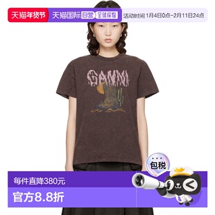 1h可退 潮奢 GANNI 甘尼 女士 棕色 Vintage Wash T 恤 A1050