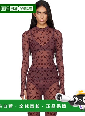 1h可退 潮奢 Marine Serre 女士 酒红色 Moonogram Mesh Flock T