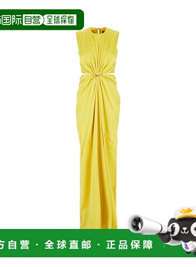 1h可退 潮奢 MaxMara 麦斯玛拉 女士 黄色缎面长款连衣裙 PANARO