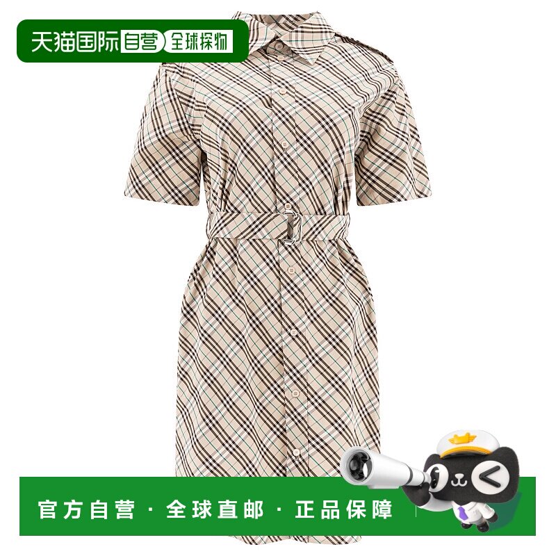BURBERRY 女士连衣裙 8103472 SS2025 浅棕色 Check Pattern Shir