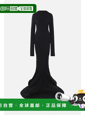 RICK OWENS 女士连衣裙 RO02D3688KWPL09 AW2024 黑色长裙鱼尾裙