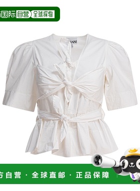 GANNI 女士T恤 W0309151 SS2025 白色 White Washed Stretch Cott