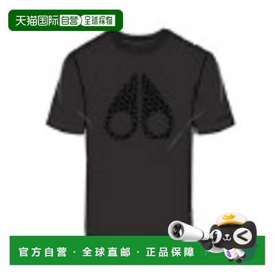 1h可退 MOOSE KNUCKLES 男士T恤 M35MT751292 AW2025 黑色短袖