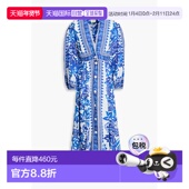 印花亚麻混纺中长连衣裙 1h可退 317919FLORA RIO 女士 潮奢 FARM