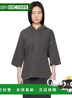 1h可退 潮奢 Pushbutton 女士 灰色 Square Half Sleeve 连帽衫 P