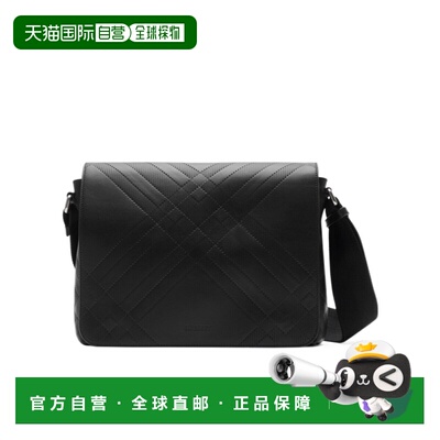 1h可退 BURBERRY 男士斜挎包 81019221 SS2025 黑色 Check Messen