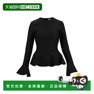 GANNI 女士外套 T4085099 SS2025 黑色 Top peplum a maniche lun
