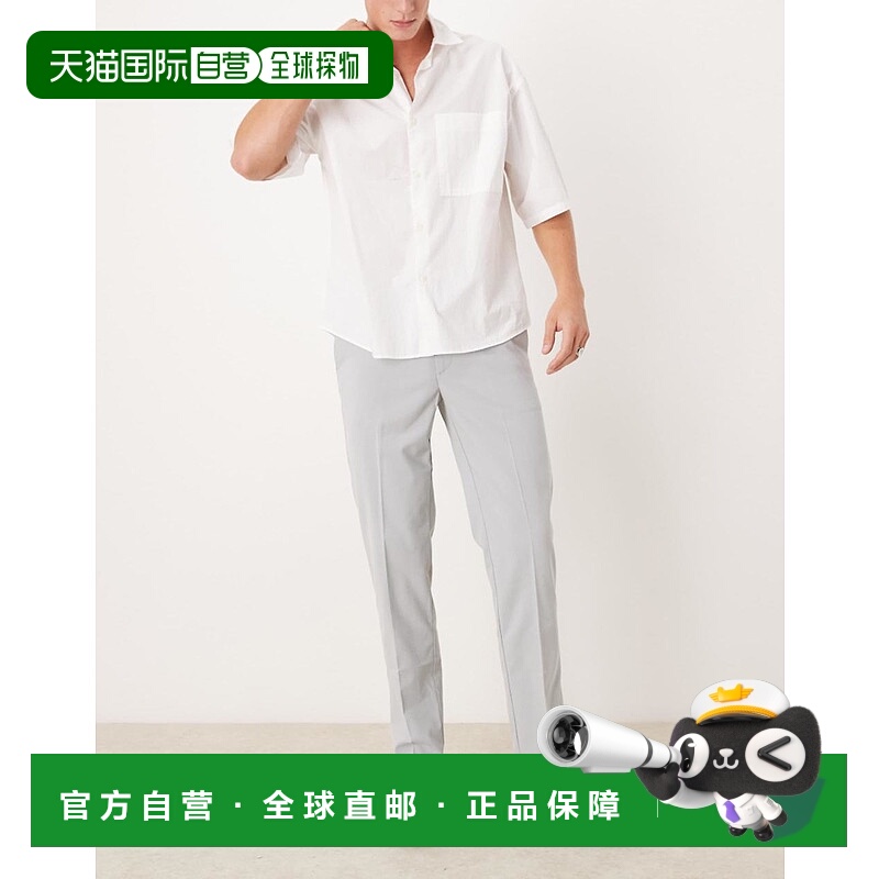 1h可退 潮奢 ASOS 男士 smart 设计修身婚礼浅灰色裤子
