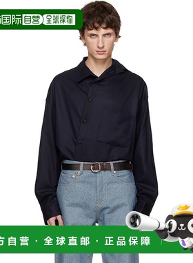 1h可退 潮奢 Jacquemus 男士 海军蓝 The Cuadro 衬衫 25HSHM0053