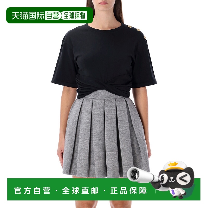 1h可退 BALMAIN 女士T恤 FF0EE012GF23EDY AW2025 黑色 Knotted c