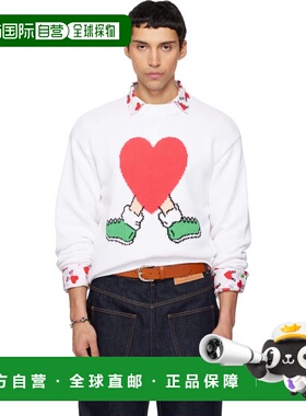 潮奢 Moschino 莫斯奇诺 男士 白色 All Over Hearts 针织衫 261Z
