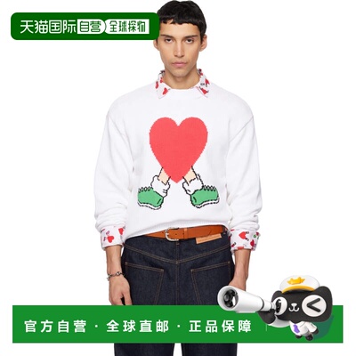 潮奢 Moschino 莫斯奇诺 男士 白色 All Over Hearts 针织衫 261Z