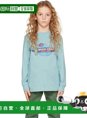 1h可退 潮奢 Brain Dead 女童 蓝色印花儿童长袖 T 恤童装 BDF22T