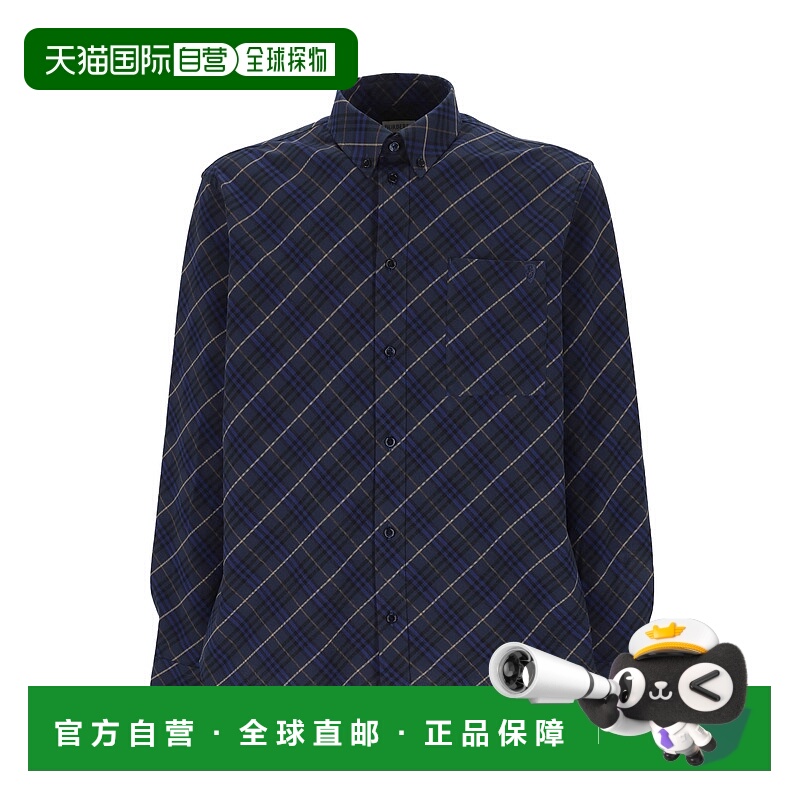 1h可退 BURBERRY 男士外套 81040731 SS2025 蓝色 格纹衬衫男装