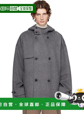 1h可退 潮奢 J.W. Anderson 男士 灰色 Oversized 双排扣大衣 CO0