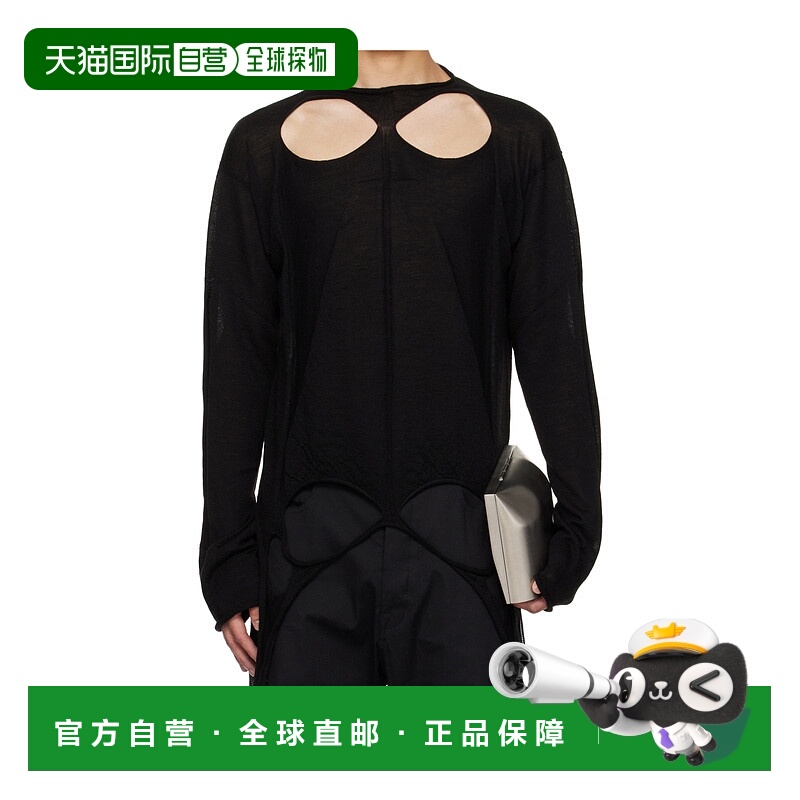 1h可退 RICK OWENS 男士针织衫 RU02E1671ML09 AW2025 黑色