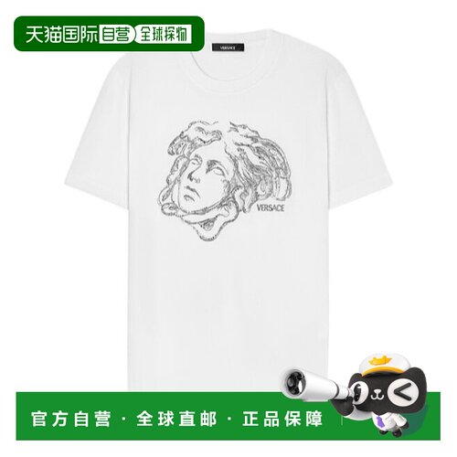 VERSACE 男士T恤 10139441A150951W000 AW2025 白色范思哲