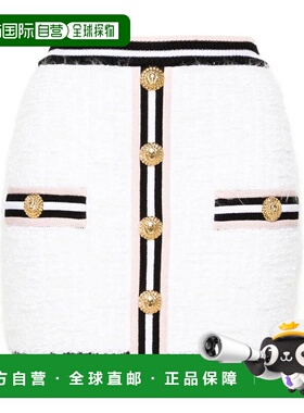 BALMAIN 女士半身裙 CF0LB292KG15GQW SS2024 黑色 交织字母针织