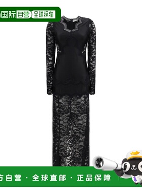 1h可退 潮奢 Rabanne 女士 长款蕾丝连衣裙 26PJRO231PA0170BLACK