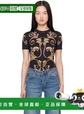 1h可退 潮奢 versace 范思哲 女士 黑色 Outline Barocco T 恤 E7