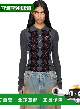 1h可退 潮奢 GANNI 甘尼 女士 灰色 Fine Merino Jacquard Polo