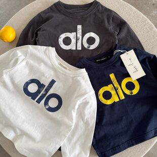 男童字母打底衫秋冬儿童中小童装休闲内搭时尚alo圆领长袖t恤女童