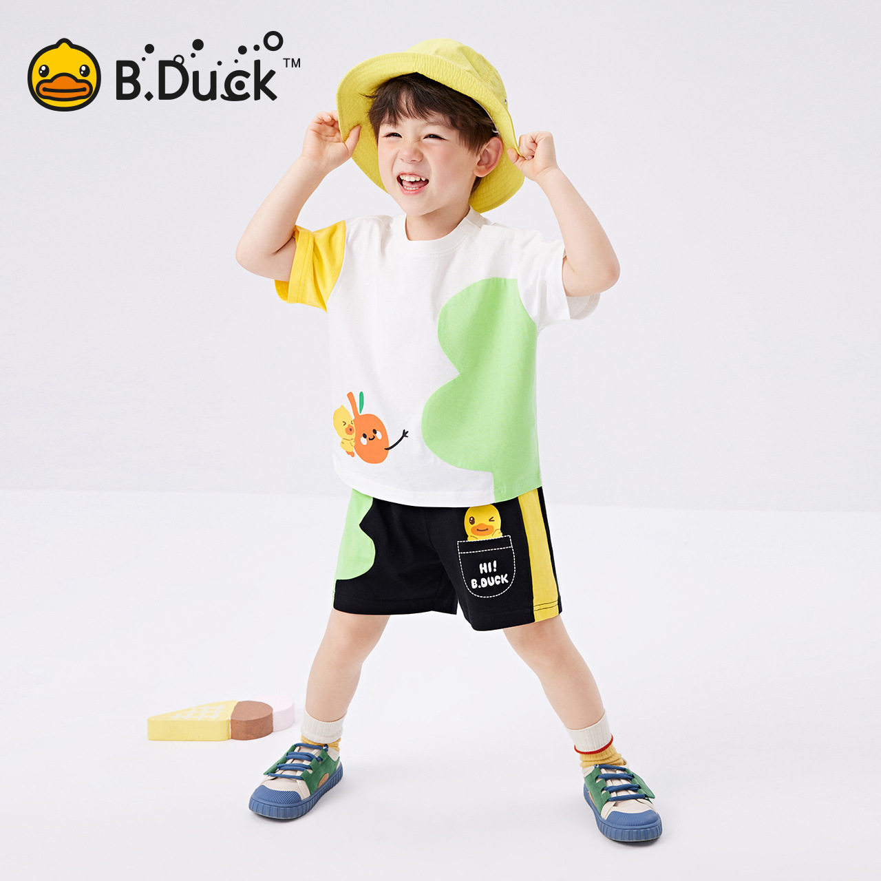 bduck小黄鸭童装宝宝短袖套装男童夏装儿童裤子卡通直播选品推荐3