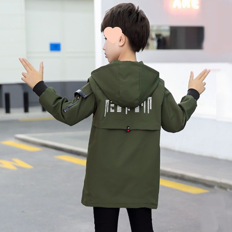 男童冬装中长款风衣2025新款6-15岁中大童韩版加棉加厚秋冬季棉袄