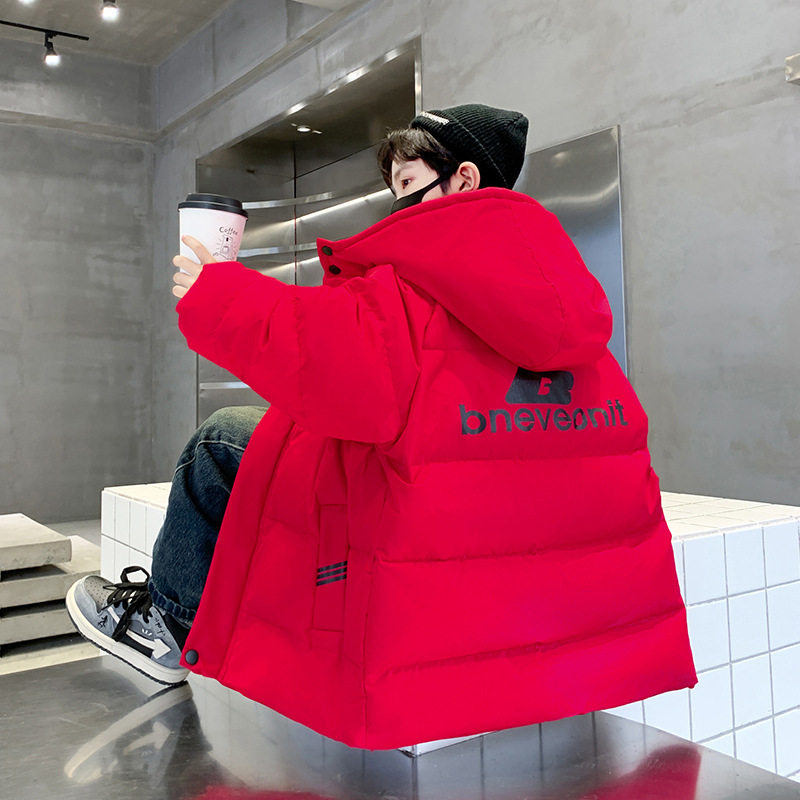 儿童装男童冬装棉衣2025新款羽绒棉服男孩冬季外套中大童红色年服