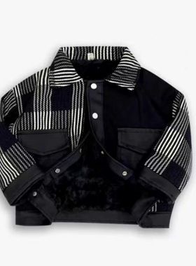 77231 童装男童外套加绒加厚秋冬2025新款酷帅洋气儿童冬装棉服