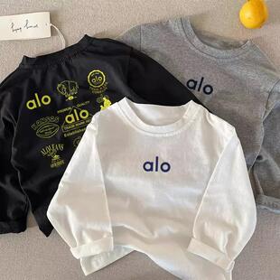 纯棉儿童alo长袖上衣秋冬男童洋气女童新款童装潮牌帅气休闲百搭x