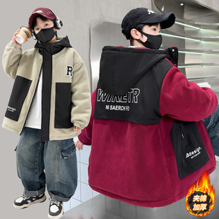 男童奥粒绒外套连帽棉服冬天2025新品加棉衣中大儿童男孩洋气