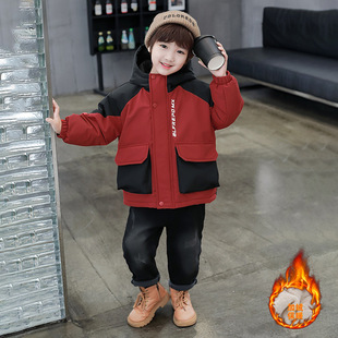 男童外套加绒加厚派克服冬装2025新款韩系儿童棉服冬季宝宝
