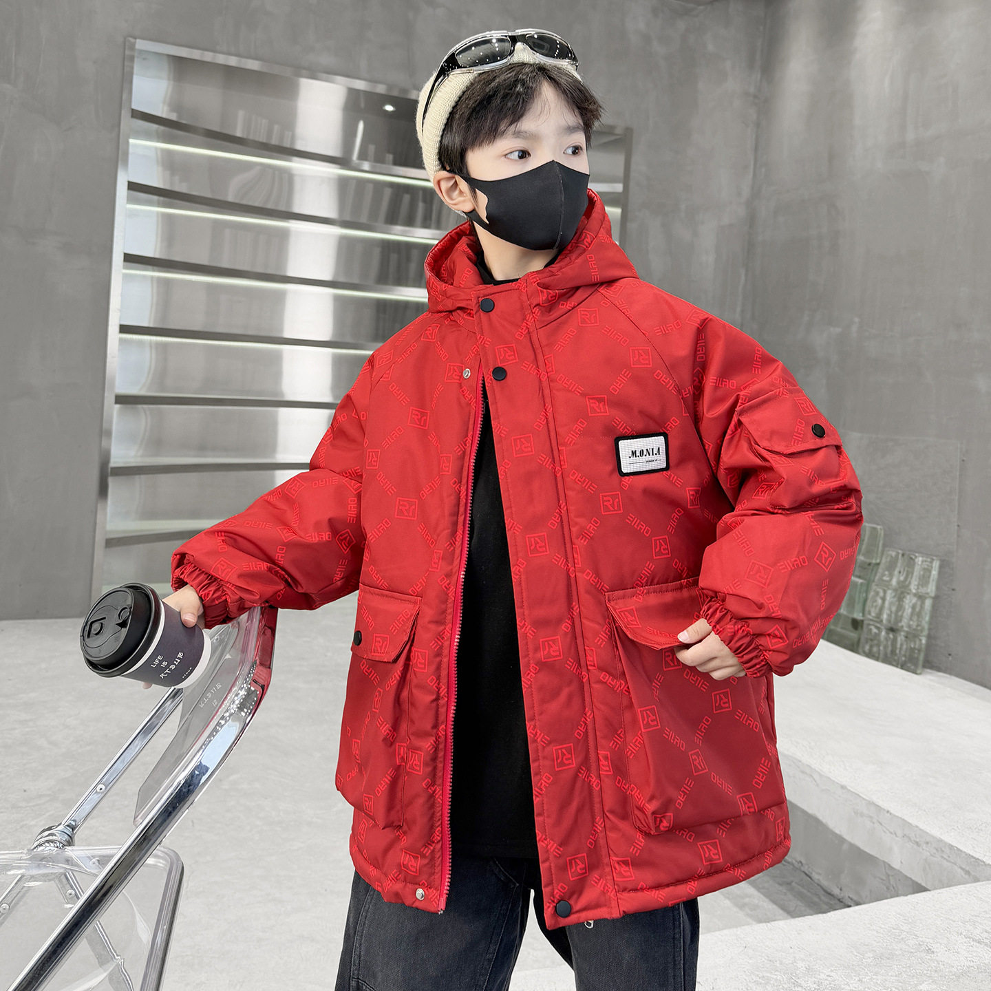儿童装男童冬装外套2026新款冬季中大童秋冬款加绒加厚派克服棉衣