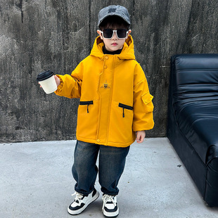 男童加棉外套秋冬2025新款洋气儿童棉衣深秋初冬宝宝二棉冲锋衣