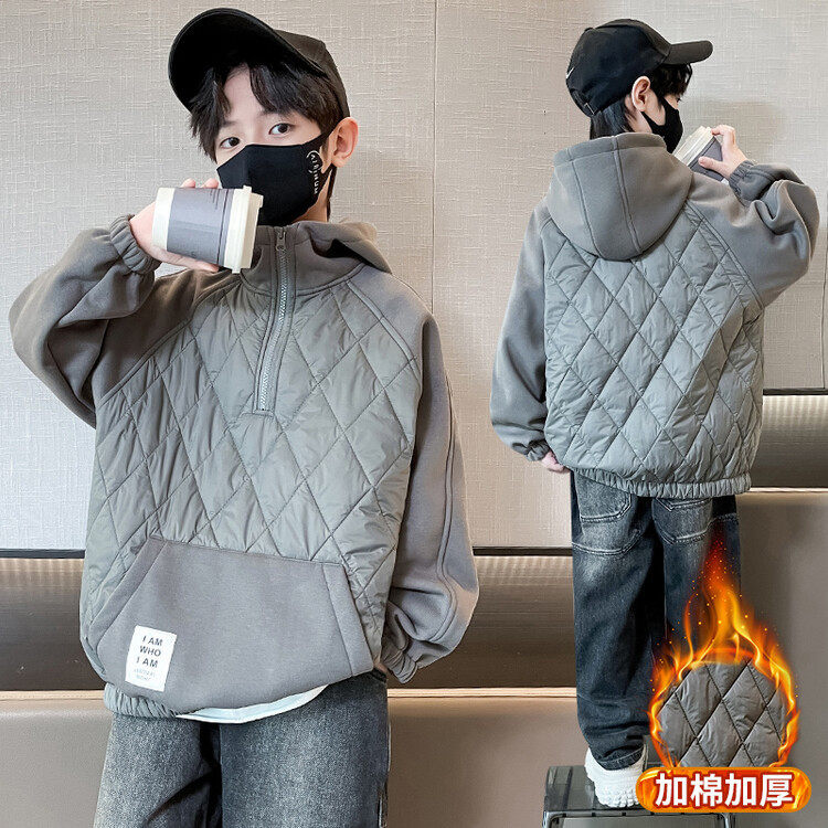 男童外套轻薄棉服秋冬季2025新款儿童冬装短款夹棉衣大童男孩