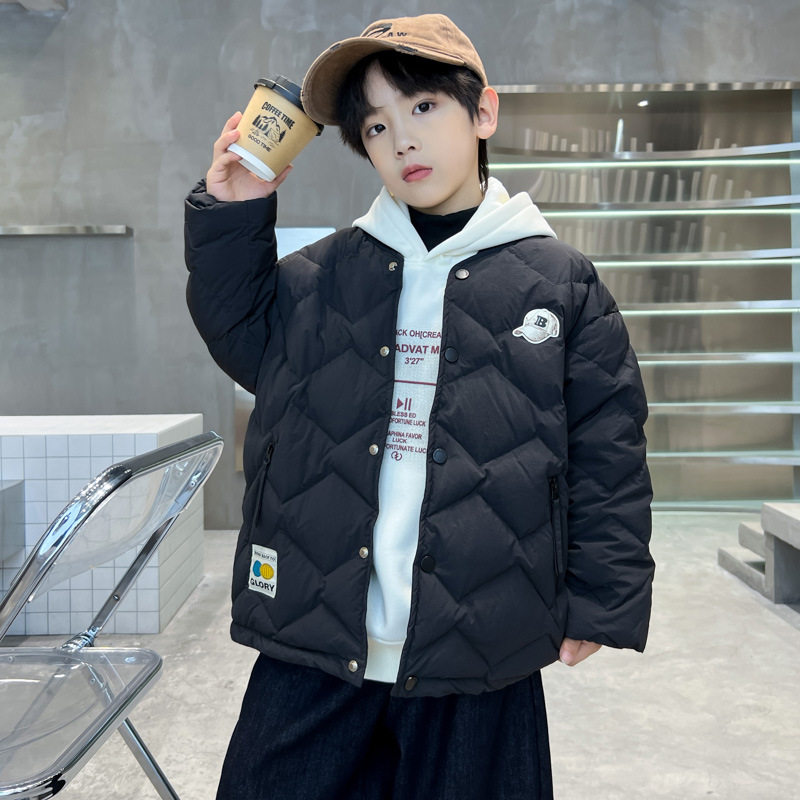 男童夹棉外套秋冬2025新款儿童冬装棒球服中大童冬季夹克加厚痞帅