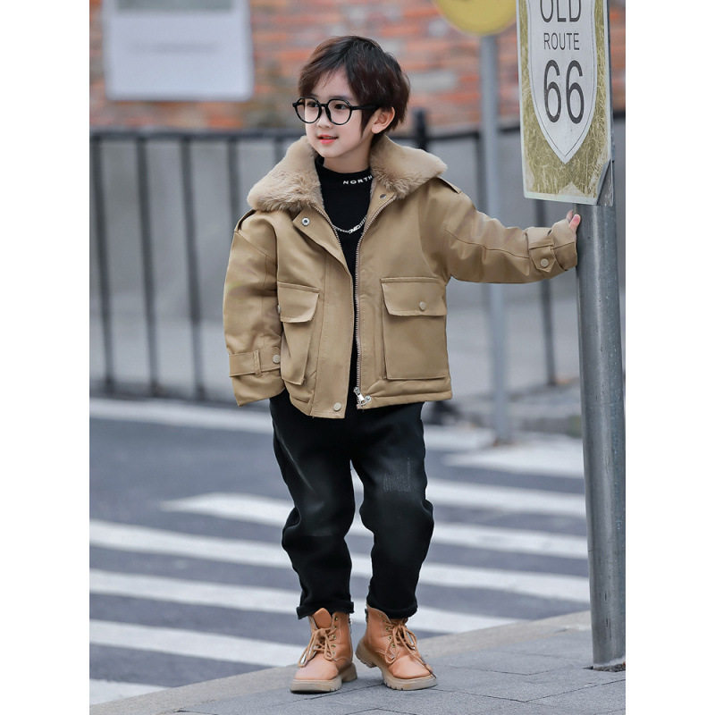 儿童装男童加绒外套冬季派克服2025新款加厚秋冬装上衣男孩棉服潮