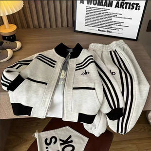 男童套装童装2025新款中小童时髦宽松运动休闲秋冬帅气两件套alo
