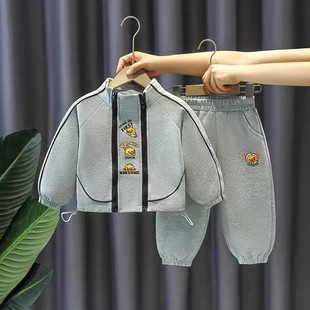 小黄鸭童装男童运动套装2025新款痞帅气儿童秋季衣服男宝宝春秋款
