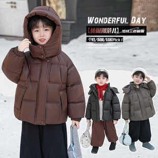 男童加绒棉服儿童外套冬装2205新款痞帅防风防水男宝冬季加厚棉衣