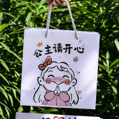 盒高级感手提袋购物包装 公主请开心生日礼物袋礼品袋大可装 鞋 纸袋