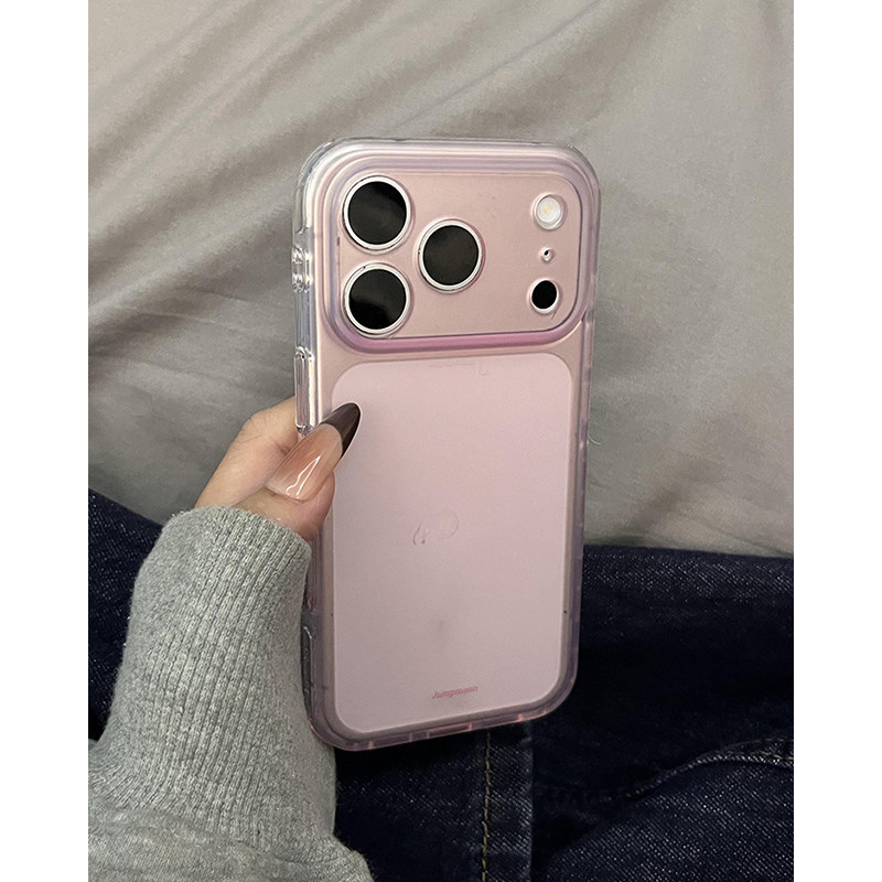 欧略 韩风ins简约透粉色纯色适用苹果18promax手机壳iPhone16新款17超好看15小众14防摔保护套17pro少女款