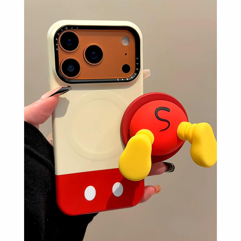 欧略 趣味搞怪卡通拼色米奇磁吸支架适用苹果17promax手机壳15新款iPhone16超好看14个性13防摔保护套男女款